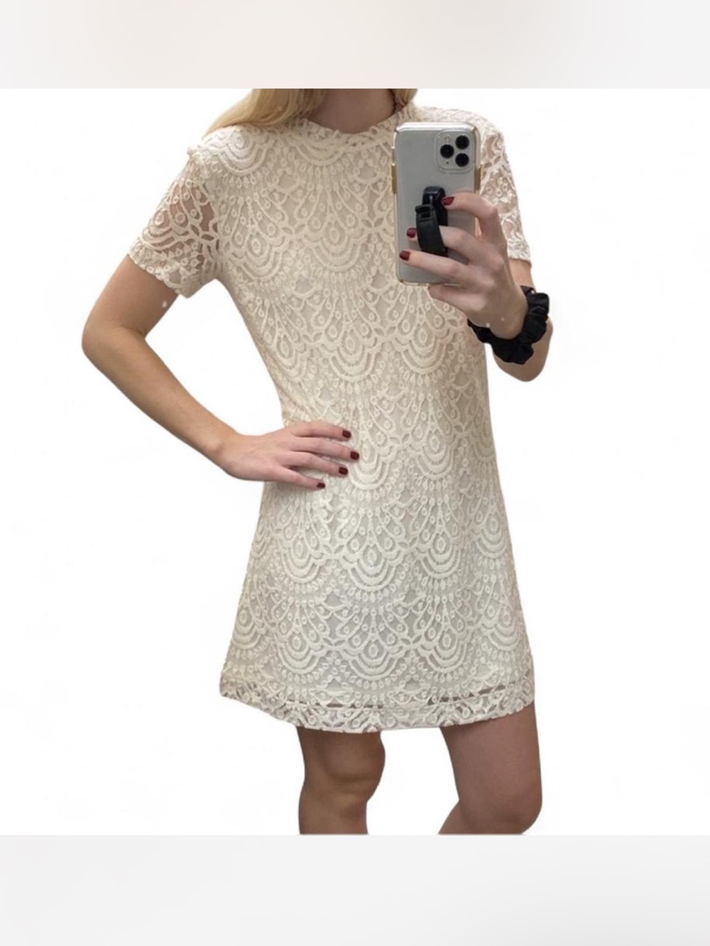 Forever 21 White Eyelet Lace Short Sleeve Dress